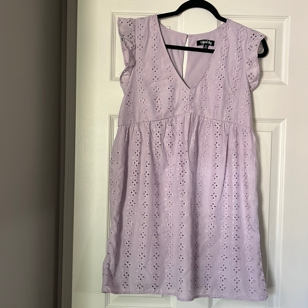 Lavender eylet flutter sleeve dress. Never worn.